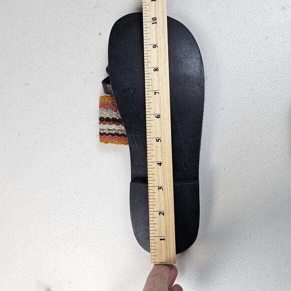 Peruvian Uzutas Leather Sandals Handmade Women 9.5 Boho Flats Woven Thong Loop - Picture 11 of 13